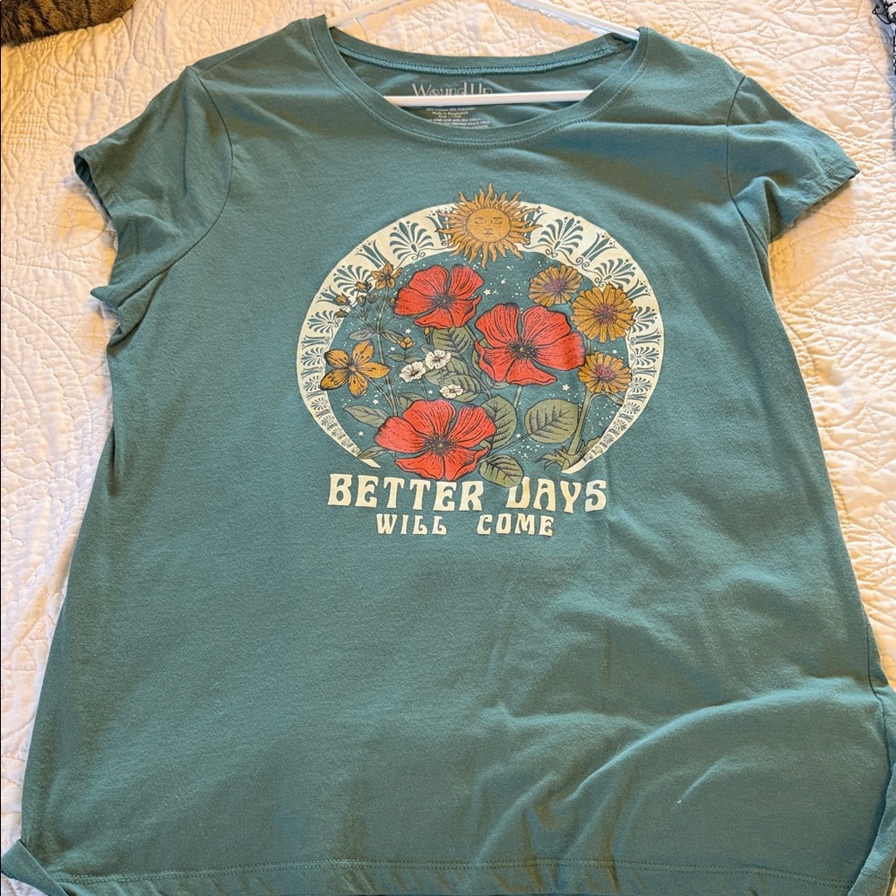Wound Up Teal Graphic Tee - Better Days Will Come
